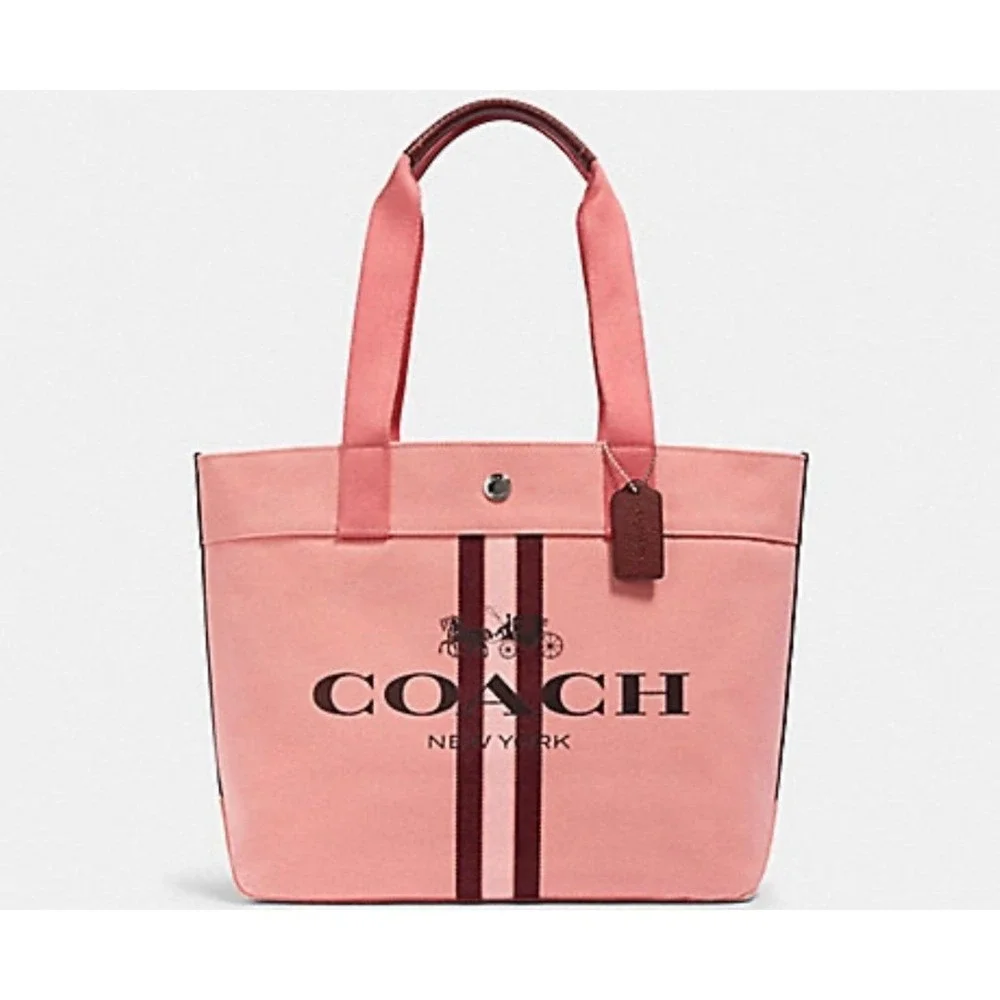 Coach Horse and Carriage Tote with Stripe NWT
